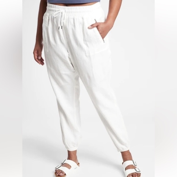 Athleta 16 Cabo Linen Jogger Pants White - Picture 1 of 10